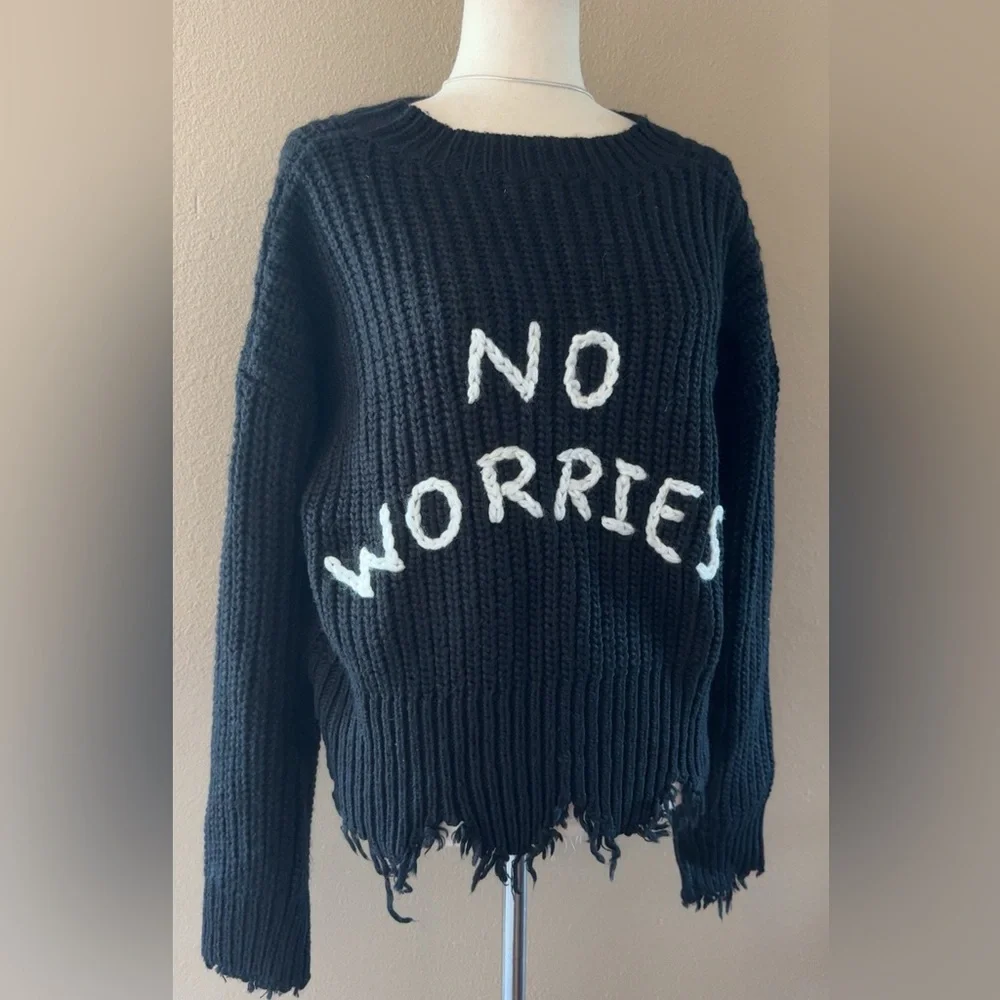 No worries cable knits distressed hem sweater - Picture 3 of 5
